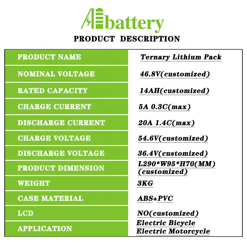 48V 14AH lithium battery nmc battery lifepo4 battery for e bike e scooter motorcycle