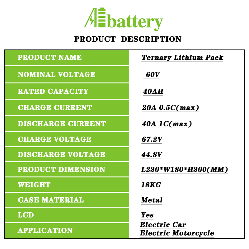 2000w 60v 40ah electric scooter motorcycle battery lithium ion battery electric motorcycle lithium battery pack with bms